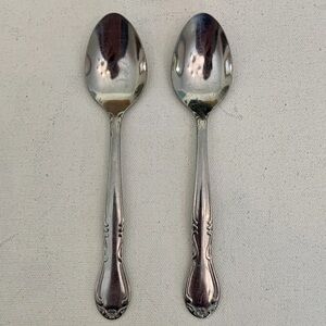 2 DELCO MELINDA Stainless Steel Spoons Teaspoons 6.2" Vintage Floral Flatware